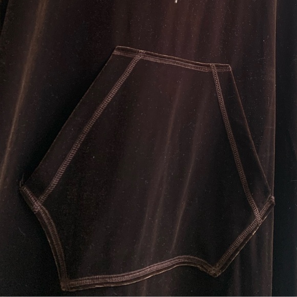 Vintage long sleeve velour dress with kangaroo pocket + drawstring hoodie - Picture 10 of 13